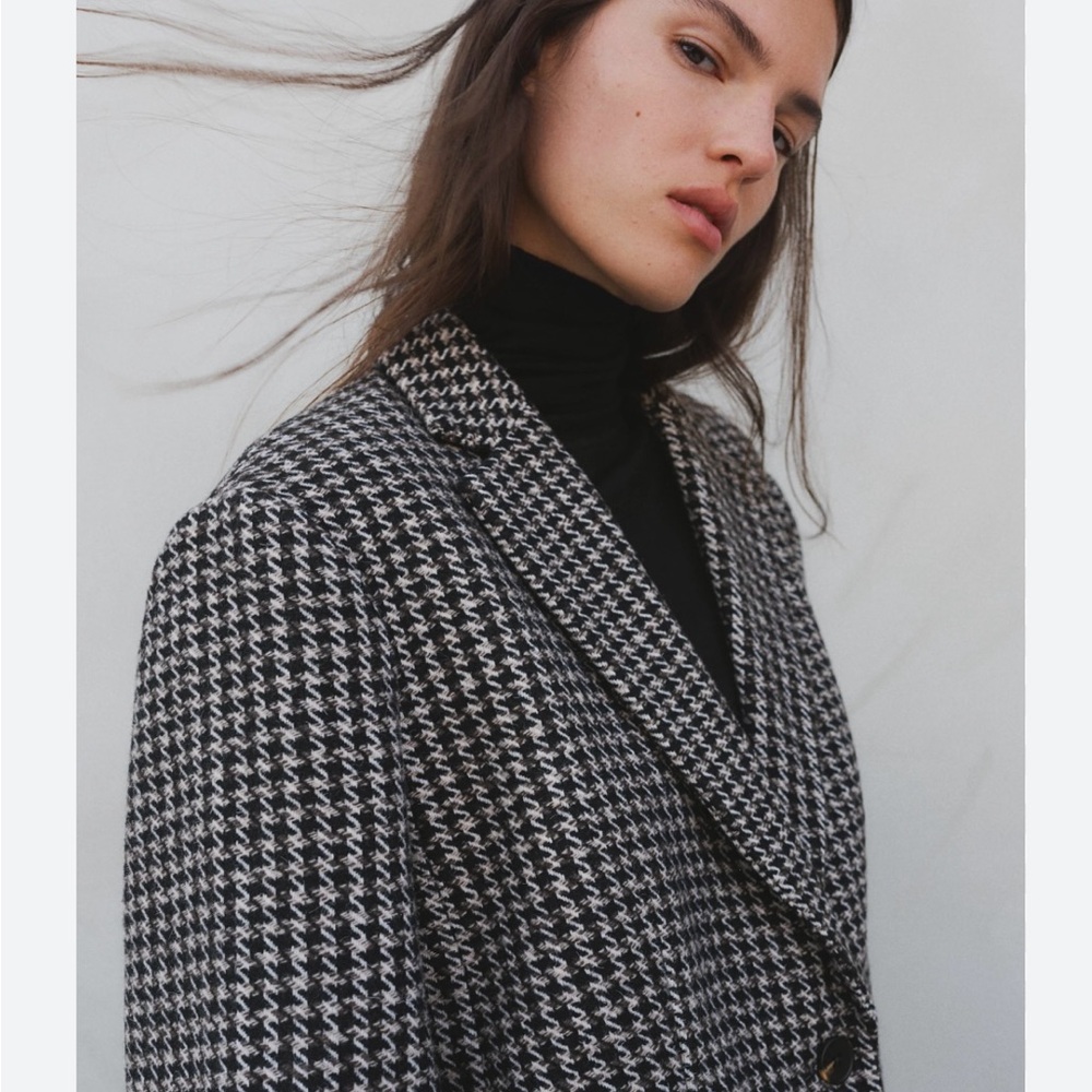 H&M Black and White Houndstooth Blazer
